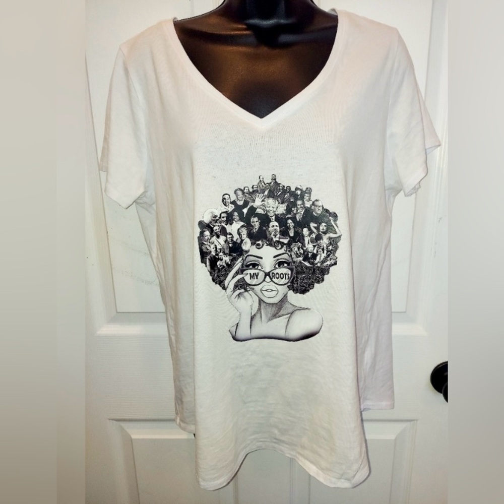 My Roots: Upscale HAIRstory" V-neck/ Crewneck Graphic Tee short Sleeve. NWOT
